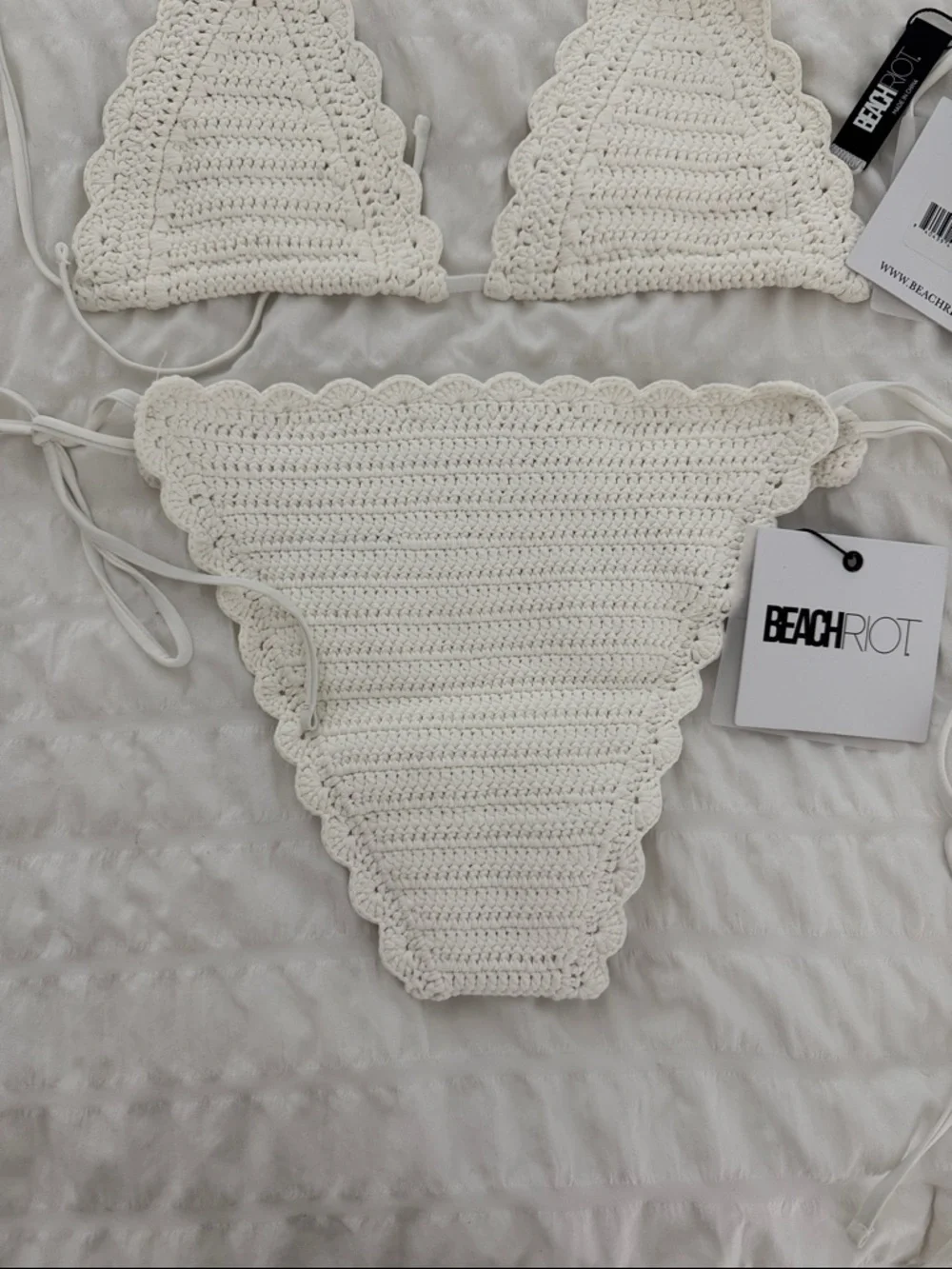 Brand New Beach Riot White Crochet 2 Piece Swim Suit - Picture 4 of 4
